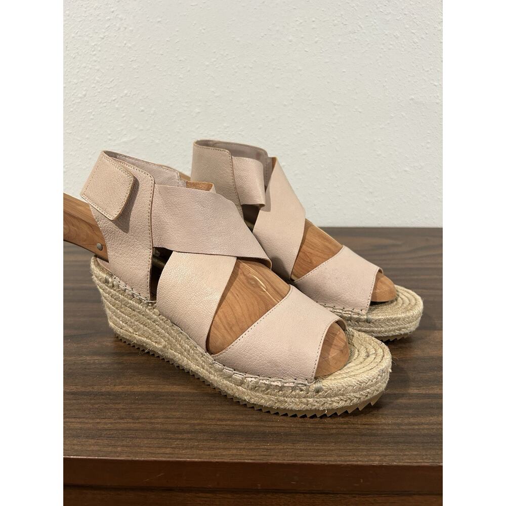 Eileen Fisher Womens Willow Sandal Sz 8 Espadrille Platform Wedge Heel Nude Pink